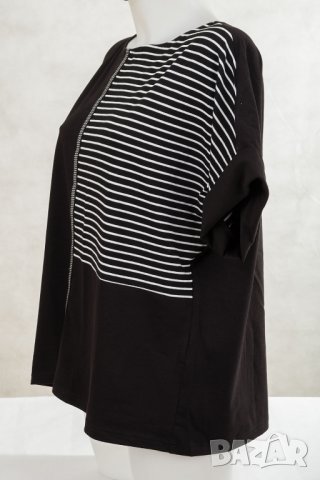 Широка дамска блуза в черно и бяло марка Enny EU40 - EU44, снимка 3 - Блузи с дълъг ръкав и пуловери - 38404342