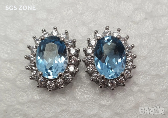 Сребърни обеци с естествен топаз, снимка 15 - Обеци - 52876211