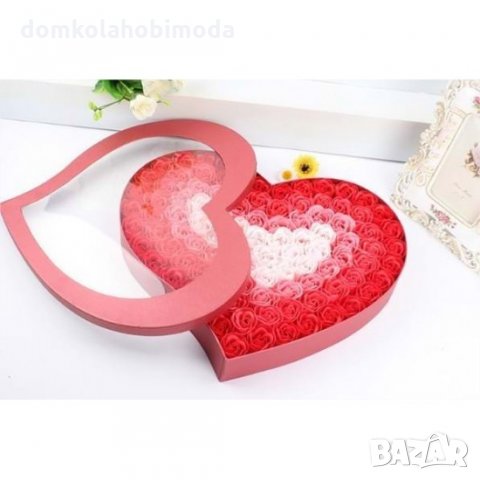 Сърце от рози 40 см / 36 см Червено , Розово , снимка 4 - Изкуствени цветя - 28034929