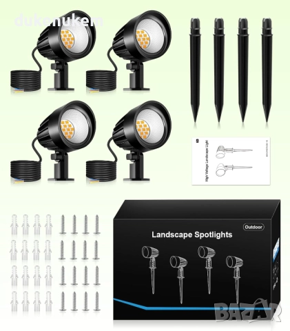 Комплект от 3 броя LED Градински прожектори 9W, 2700K, 680 lm, снимка 7 - Прожектори - 52549020
