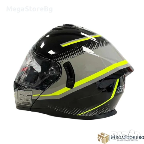Модуларна Каска 166 - Размер S, M, L, XL - Черно/Неон, снимка 5 - Аксесоари и консумативи - 50720054