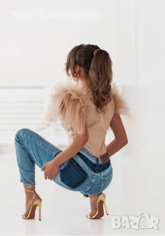 Уникално боди с ръкави от тюл   , снимка 3 - Корсети, бюстиета, топове - 49770011