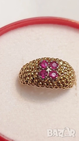 Старинен златен пръстен с естествени рубини