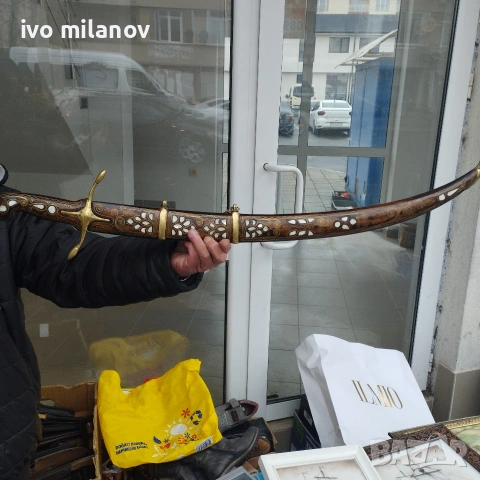 ръчно изработен меч от седеф и мед