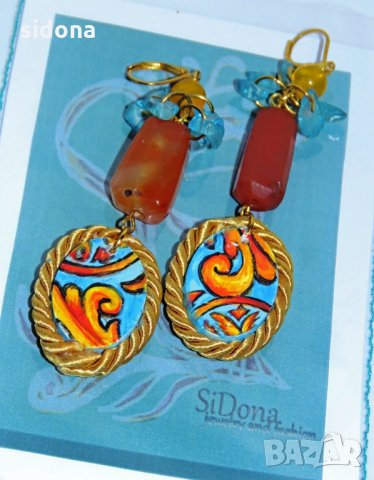 Ръчно рисувани обеци от SiDona fashion&jewelery, снимка 3 - Обеци - 26892175