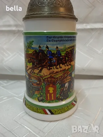 Стара немска халба BMFN W.Germany в горният край с оръдие което е латерна, снимка 2 - Антикварни и старинни предмети - 50065060