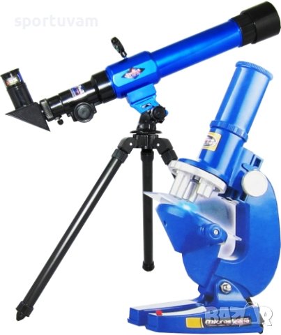 Телескоп с триножник и компас, микроскоп и аксесоари комплект, снимка 1 - Образователни игри - 37905891