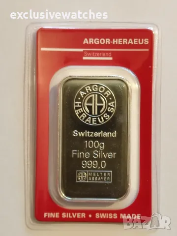 100g сребърно кюлче Argor Heraeus, снимка 1