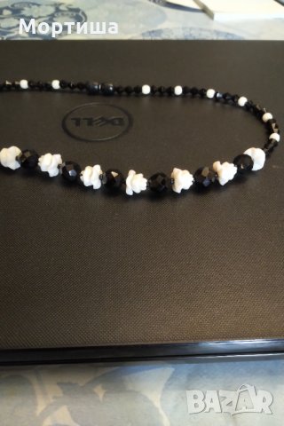Ретро огърлица черен шпинел и бял оникс  НАМАЛЕНИЕ