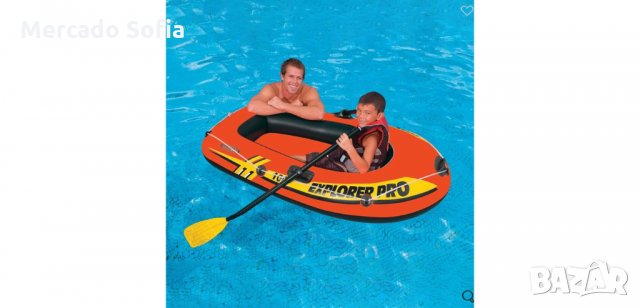 Надуваема лодка, оранжев Intex, снимка 2 - Водни спортове - 33447749