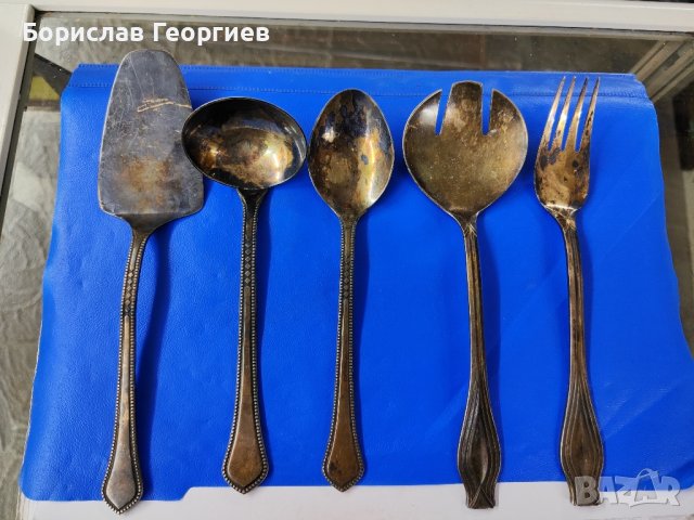 Руски посребрени прибори за допълване, снимка 1 - Прибори за хранене, готвене и сервиране - 43184583
