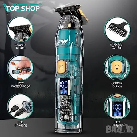 Нова Безжична самобръсначка VGR Машинка за подстригване Тример за коса брада Мъже Подарък, снимка 6 - Машинки за подстригване - 49919344