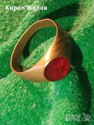 Старинен РЕТРО ОРНАМЕНТИРАН СКЪПОЦЕНЕН БРОНЗОВ ПРЪСТЕН МАЙСТОРСКА ИЗРАБОТКА с ФАСЕТИРАН ГРАНАТ 45571, снимка 15 - Антикварни и старинни предмети - 46511064