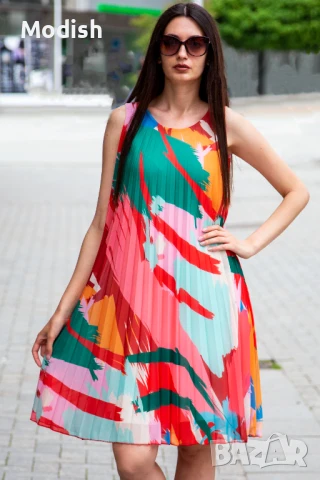 Цветна солей рокля със свободна кройка 9750, снимка 2 - Рокли - 50696519