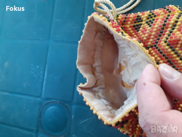 Стара възрожденска мънистена кесия портмоне носия, снимка 5 - Антикварни и старинни предмети - 50929618