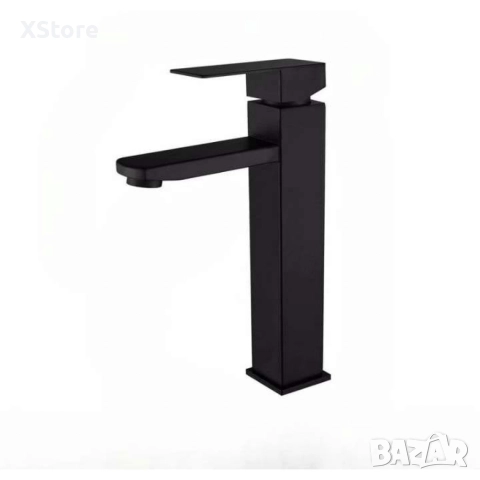 Стилен смесител за мивка за баня, неръждаема стомана, черен