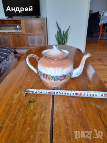 Стар емайлиран чайник #39, снимка 3 - Антикварни и старинни предмети - 36936578