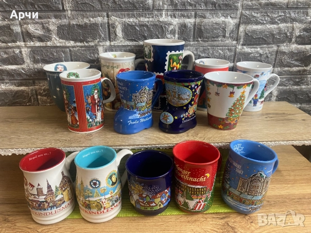 Порцеланови чаши с коледем мотив, снимка 2 - Чаши - 52700005