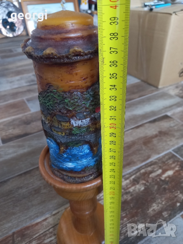 Немски дървен свещник със свещ ръчна изработка , снимка 7 - Декорация за дома - 44864869