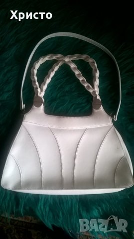 чанта дамска естествена кожа бяла