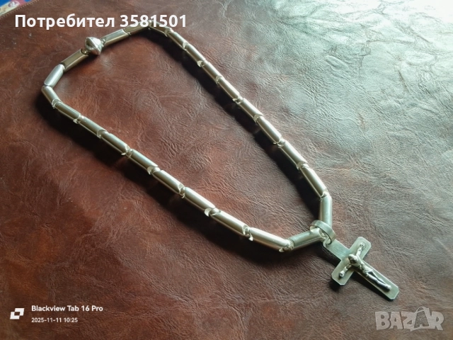 163/Сребърн Синджир със Кръст-98грама.🇧🇬, снимка 2 - Колиета, медальони, синджири - 52353408