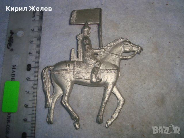 СТАРА ФИГУРКА ОЛОВЕН ВОЙНИК КОННИК РИЦАР ЗНАМЕНОСЕЦ ВОИН за КОЛЕКЦИЯ ДЕКОРАЦИЯ 25846, снимка 4 - Колекции - 38151947