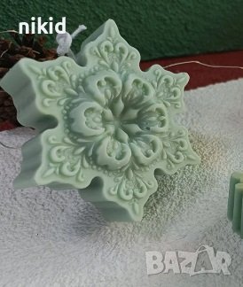3d дълбока снежинка с цвете силиконов молд форма фондан шоколад гипс смола свещ декор сапун, снимка 3 - Форми - 38529192