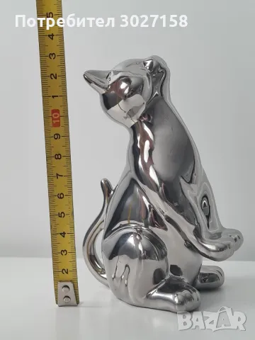 Сребриста декоративна фигурка котка, снимка 4 - Декорация за дома - 49712356