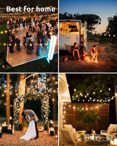 Външни соларни светлини 25+2 нечупливи LED крушки, G40,водоустойчиви, снимка 5 - Соларни лампи - 43179871