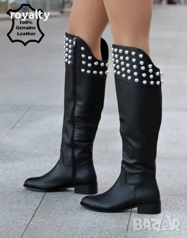 Равни чизми - черна ЕСТЕСТВЕНА кожа