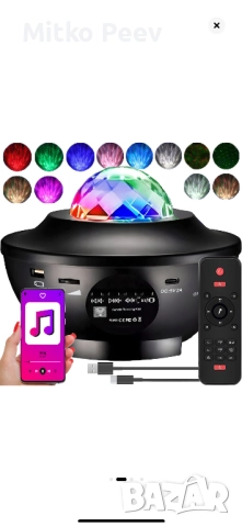 Нощна лампа с проекция на звезда и луна, снимка 2 - Друга електроника - 52862067