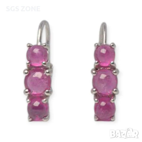 СРЕБЪРНИ ОБЕЦИ С РУБИН, САПФИР, ИЗУМРУД., снимка 4 - Обеци - 51143715