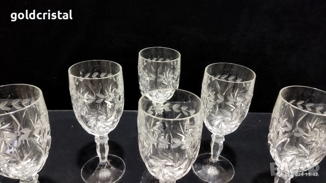 кристални чаши за вино , снимка 6 - Антикварни и старинни предмети - 28429063