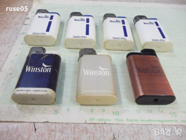 Лот от 7 бр. газови запалки "Winston" с мек пламък, с камъче, снимка 2 - Колекции - 51683824