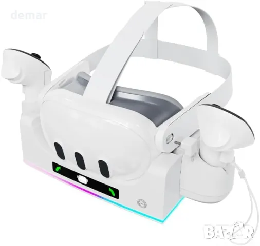 Зареждаща докинг станция за Meta Quest 3S/Quest 3, бяла, снимка 4 - Друга електроника - 49335740