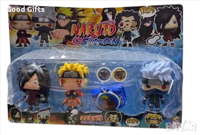 Комплект 3 Броя Фигурки Наруто с Изстрелвачка с 2 диска Naruto