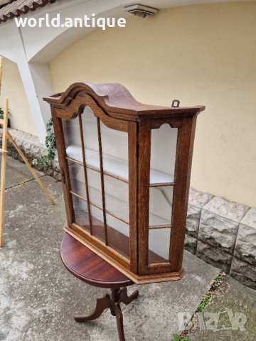 Чудесна антикварна френска дървена витрина за стена , снимка 6 - Антикварни и старинни предмети - 52138981