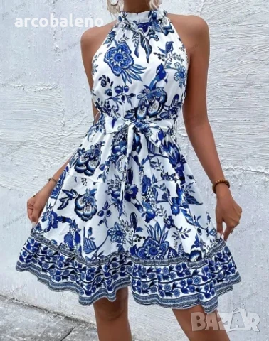 Дамска модна лятна рокля с флорални мотиви, 4цвята , снимка 2 - Рокли - 50677805