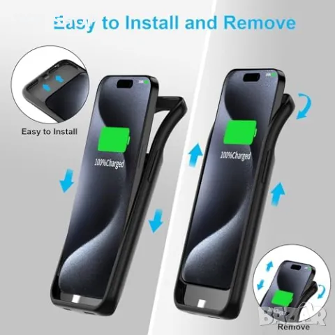 Нов 8500mAh Кейс Батерия за телефон iPhone 15 Pro Max/Plus Айфон Power Bank, снимка 5 - Калъфи, кейсове - 49520571
