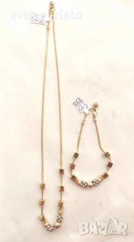 Дамски златни комплекти: Колие + гривна + обеци 14к. 585проба, снимка 5 - Бижутерийни комплекти - 34514034