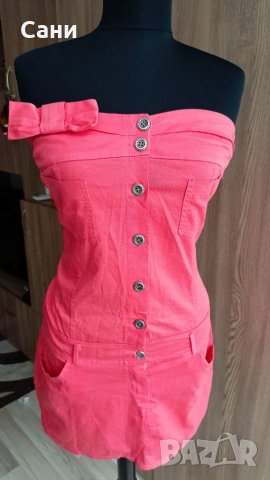 Рокля цвят корал, снимка 2 - Рокли - 27348461