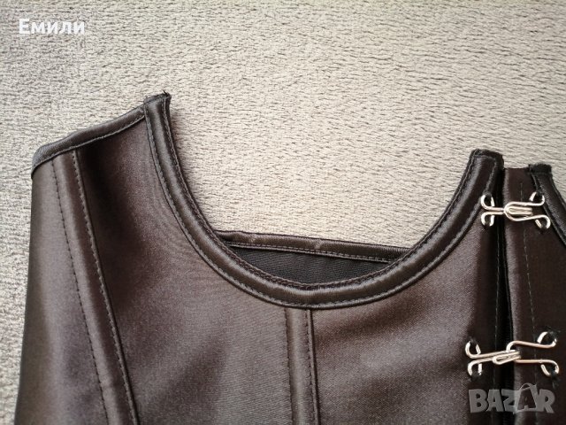 Дамски сатенен корсет под бюста в черен цвят р-р S, снимка 8 - Корсети, бюстиета, топове - 43545492
