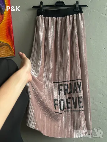 Плюшена плисирана пола с висока талия, снимка 1