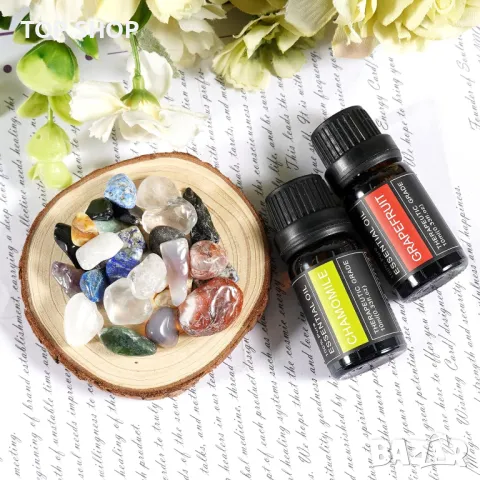 Soulnioi Декоративен поднос с черни обсидианови камъни, 2 ароматерапевтично масло лайка + грейпфрут, снимка 4 - Декорация за дома - 49509124