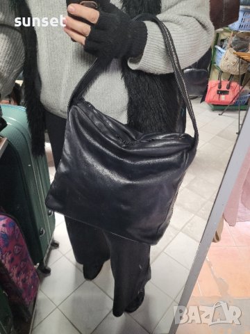 с ТРИ ПРЕГРАДИ,  естествена кожа,тип торба черна чанта, снимка 14 - Чанти - 43397557