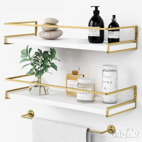 ZVZM бели плаващи рафтове, дървени, стенни, за съхранение - За баня и кухня