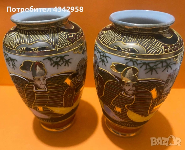  Винтажни японски порцеланови декоративни вази.1930-те г., снимка 3 - Антикварни и старинни предмети - 53261507