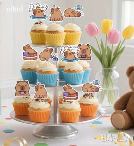 24 бр Лабубу Labubu топери за мъфини кексчета топер декор украса парти , снимка 2 - Други - 52057717