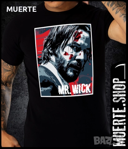Черна тениска с щампа MR JOHN WICK