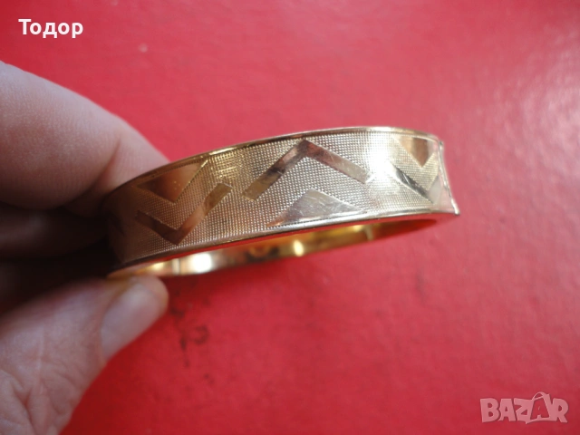 Уникална позлатена твърда гривна Amerikaner SP 3, снимка 3 - Гривни - 53301773